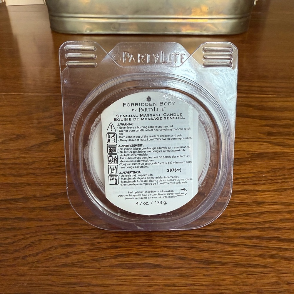 NEW PartyLite Forbidden Body Sensual Massage Candle - White w/ bonus Holder